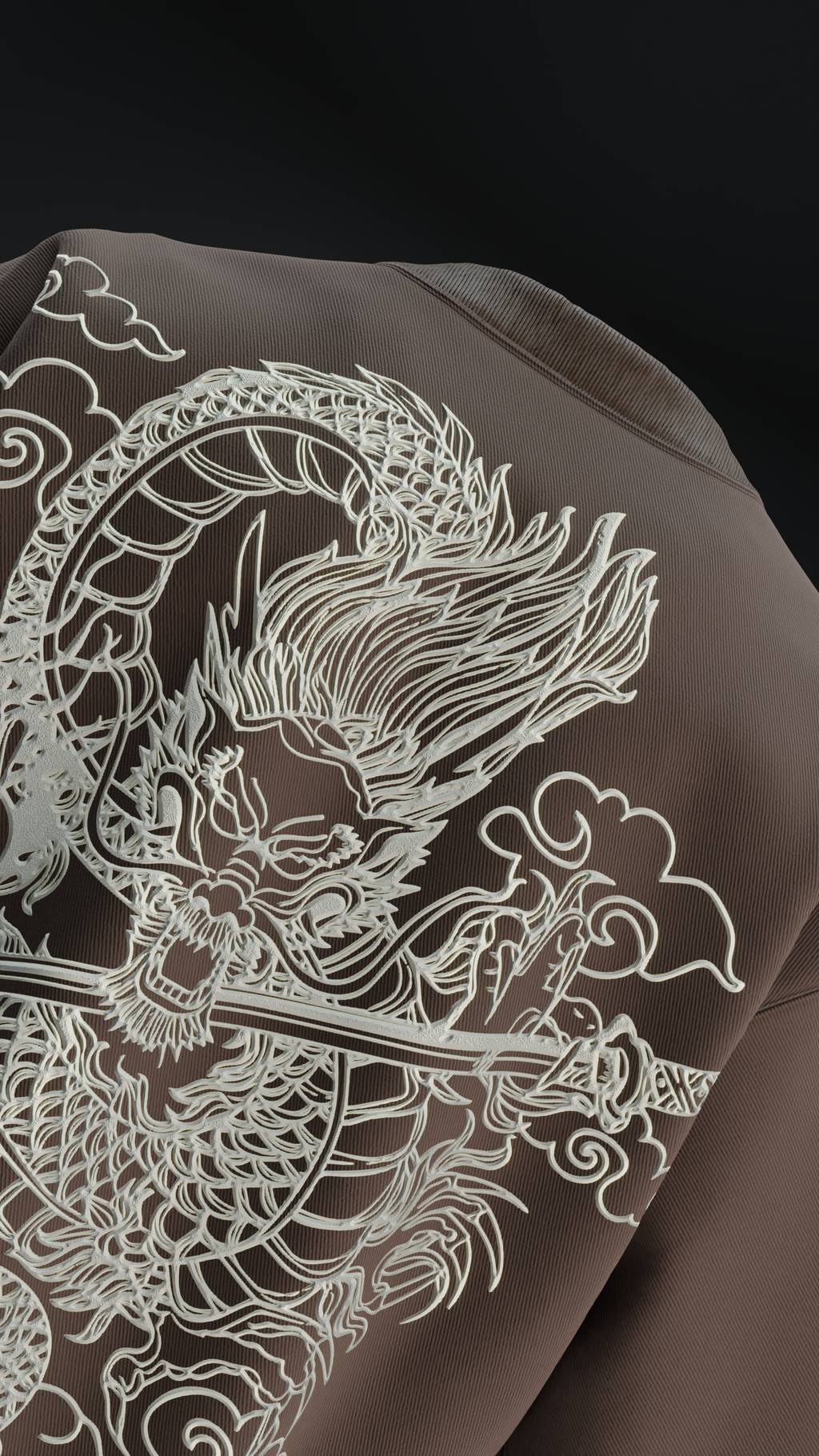 Japanese Dragon Oversized T Shirt - Brown