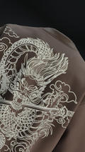 Japanese Dragon Oversized T Shirt - Brown